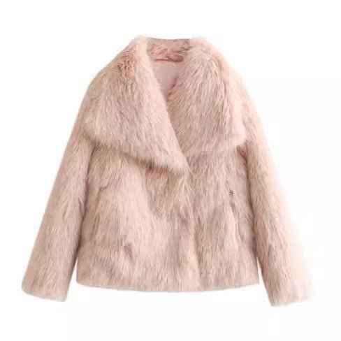 Veste chaude femme en peluche, col à revers, style décontracté, manches longues