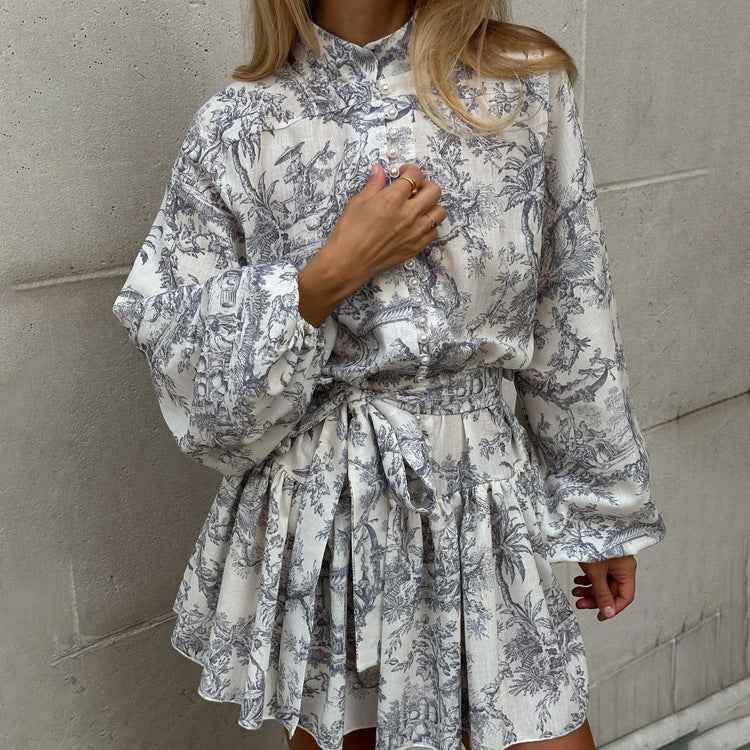 Callidora® | Robe Courte à Col Montant Imprimée