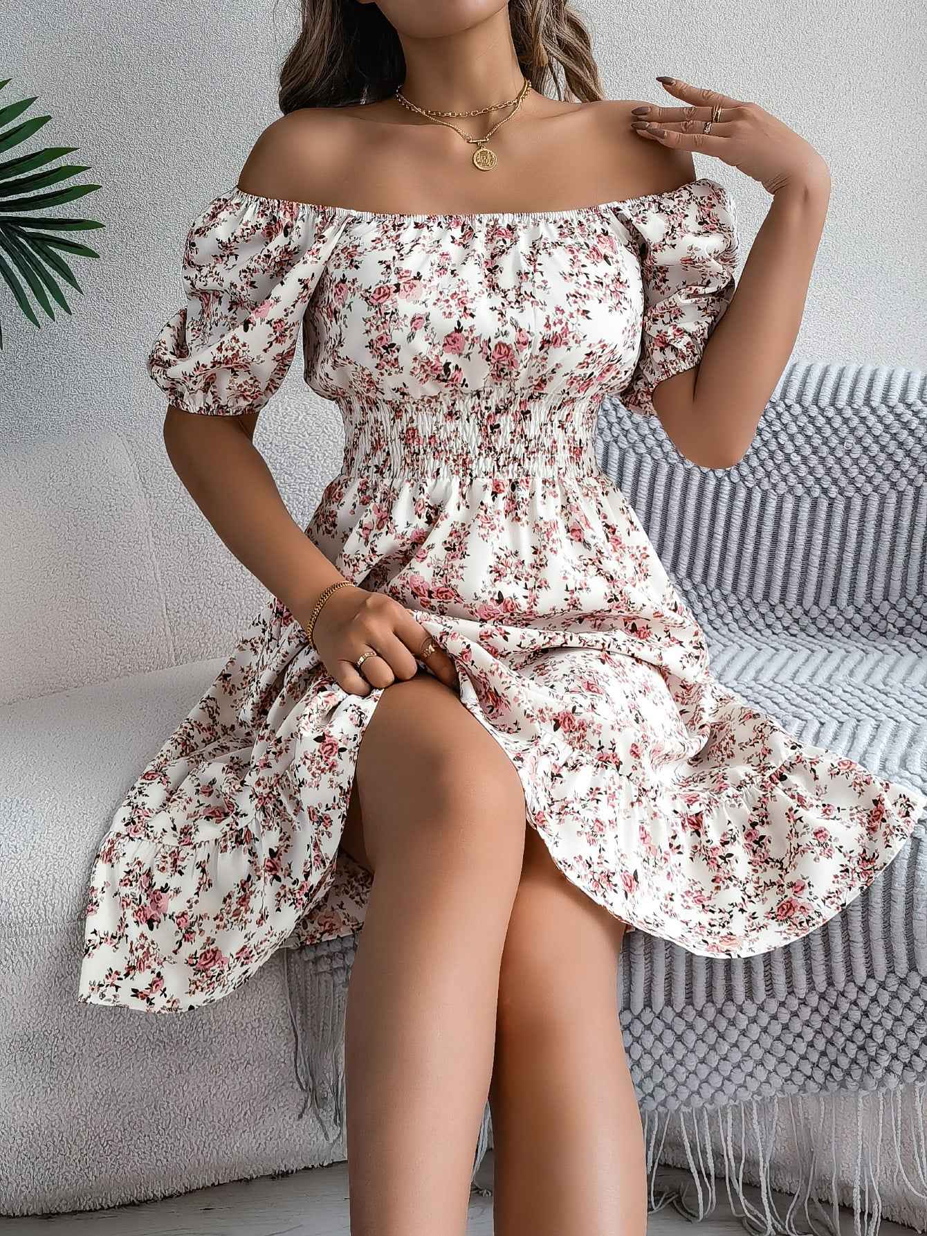 Ismara® | Robe Florale Col Carré Élégance d’Été