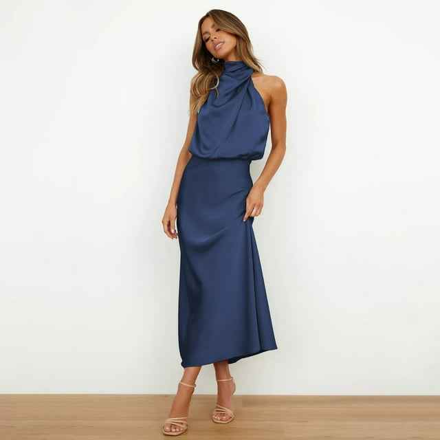 Orivelle® | Robe Longue Drapée Col Montant Chic Soirée