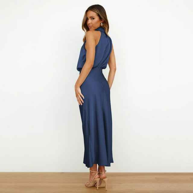Orivelle® | Robe Longue Drapée Col Montant Chic Soirée
