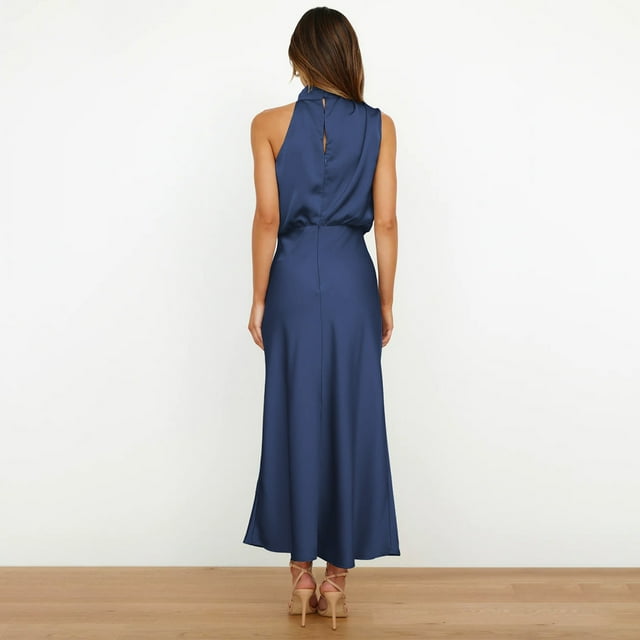 Orivelle® | Robe Longue Drapée Col Montant Chic Soirée
