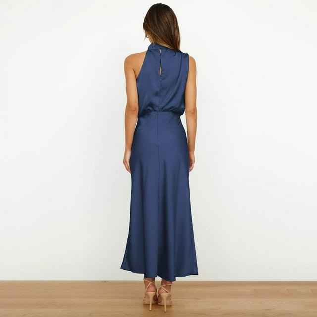 Orivelle® | Robe Longue Drapée Col Montant Chic Soirée