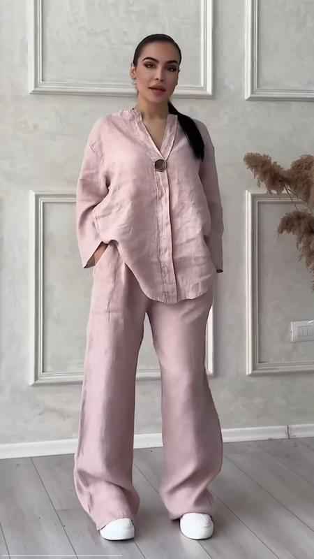 Aurélie® | Ensemble Décontracté en Coton et Lin avec Bouton Élégant