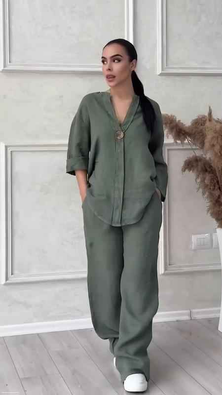 Aurélie® | Ensemble Décontracté en Coton et Lin avec Bouton Élégant