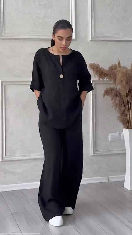 Aurélie® | Ensemble Décontracté en Coton et Lin avec Bouton Élégant