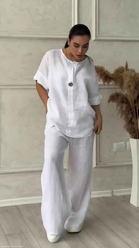Aurélie® | Ensemble Décontracté en Coton et Lin avec Bouton Élégant
