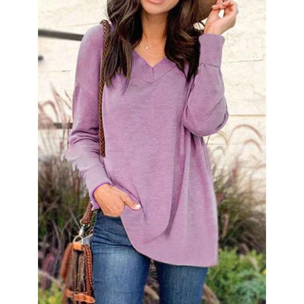 V-neck loose blouse
