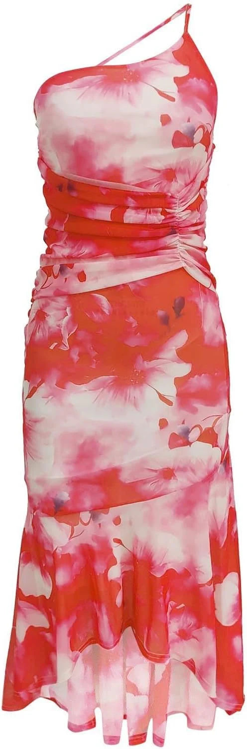 Solénya® | Robe Longue Fleurie Évasée à Bretelle Unique