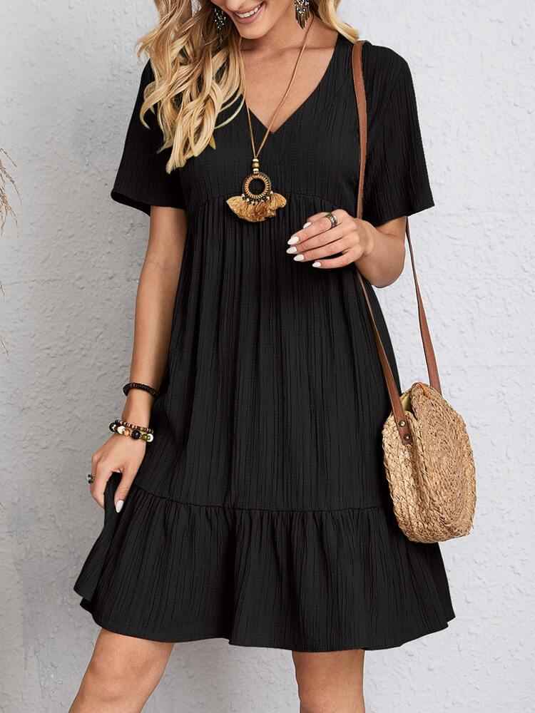 Naélune® | Robe Ample à Encolure V et Effet Froissé