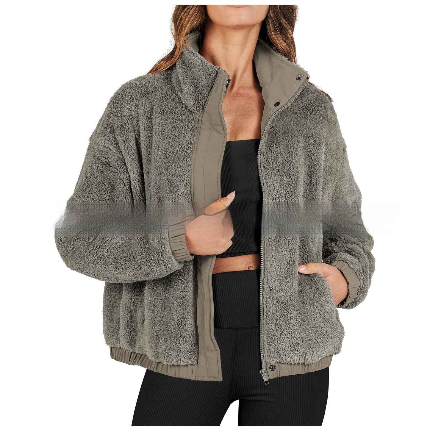 Veste décontractée ample en peluche douce et chaude