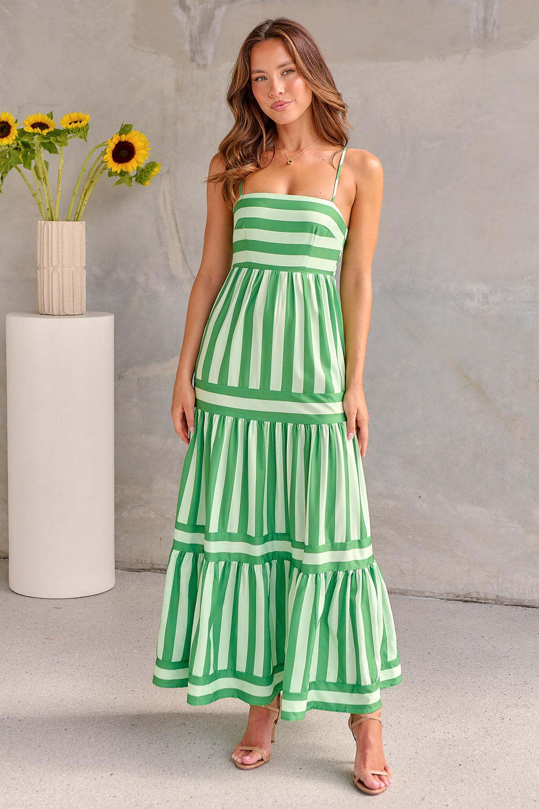 Oravelle® | Robe Longue à Bretelles Rayées avec Poches – Charme Estival