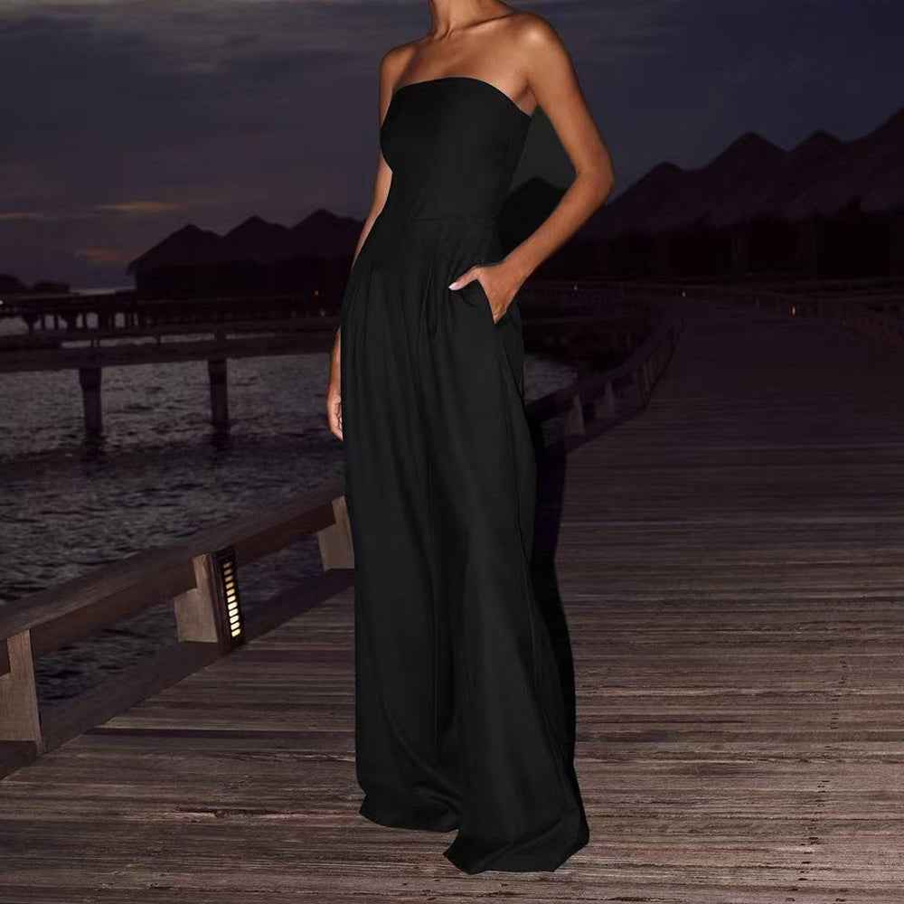 Celvarya® | Combinaison Bustier Évasée Élégance Nocturne