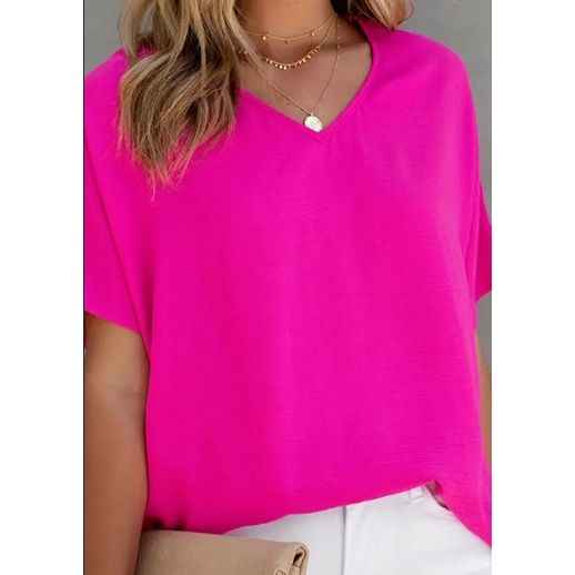 Solid Versatile Blouse, Casual V Neck Short Sleeve Blouse, Women's Clothing