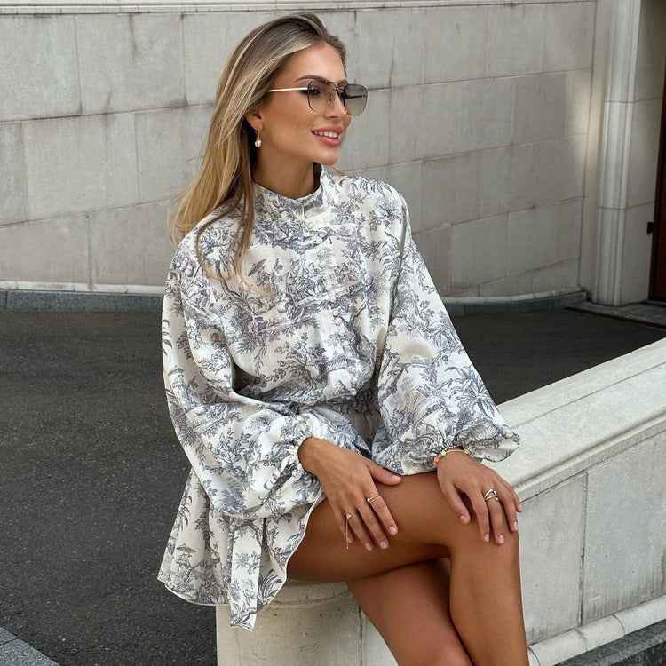 Callidora® | Robe Courte à Col Montant Imprimée