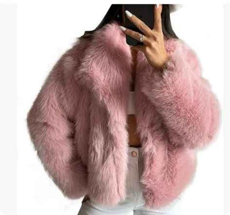 Veste chaude femme en peluche, col à revers, style décontracté, manches longues