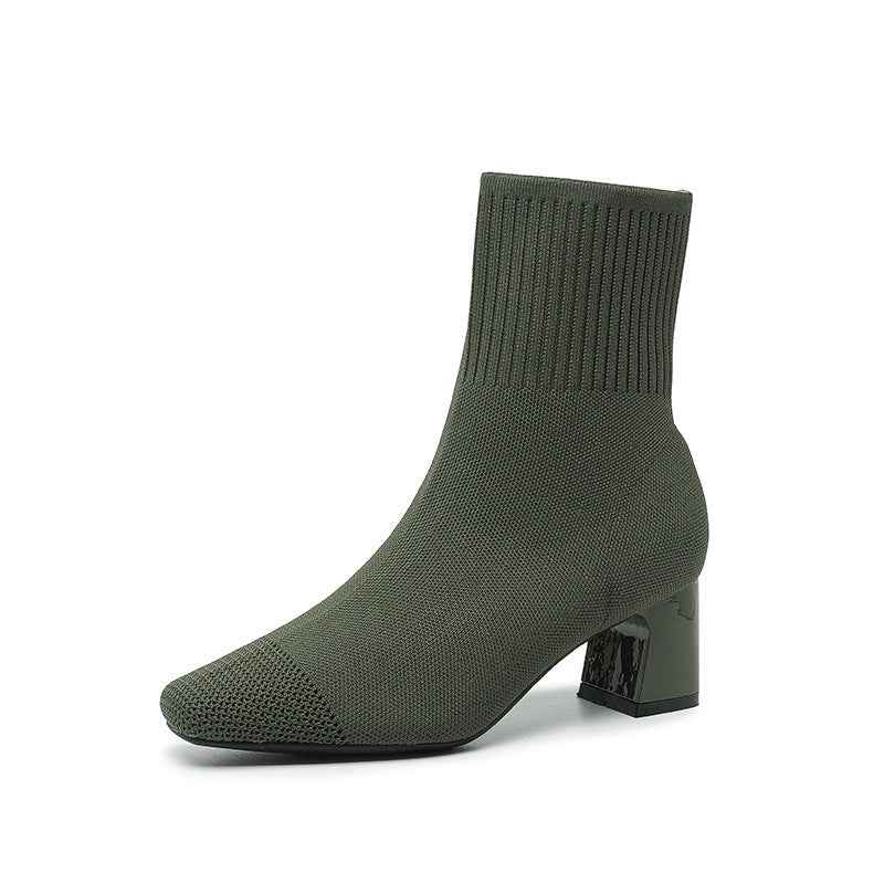 Vellora® | Bottes Élégantes Tricotées à Talons Épais