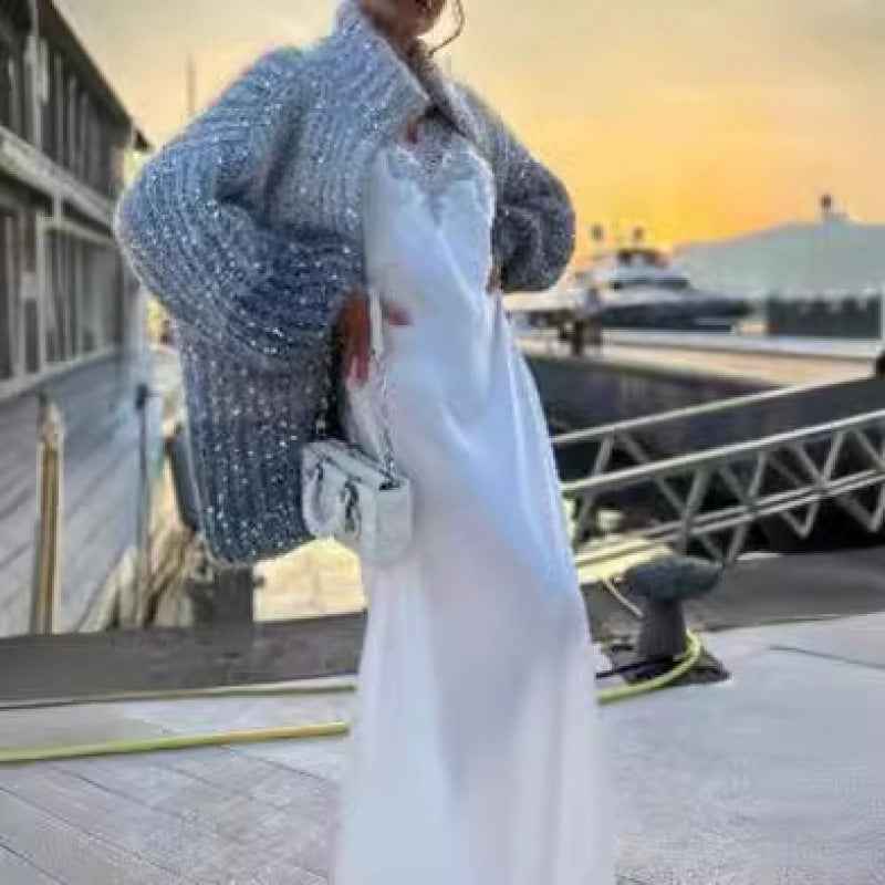 Nova® | Pull Zippé Tricoté à Sequins