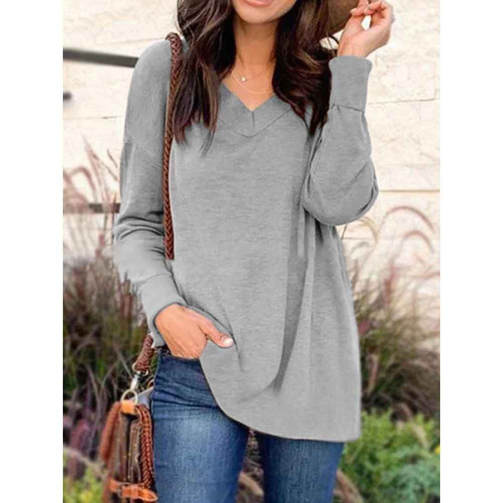 V-neck loose blouse