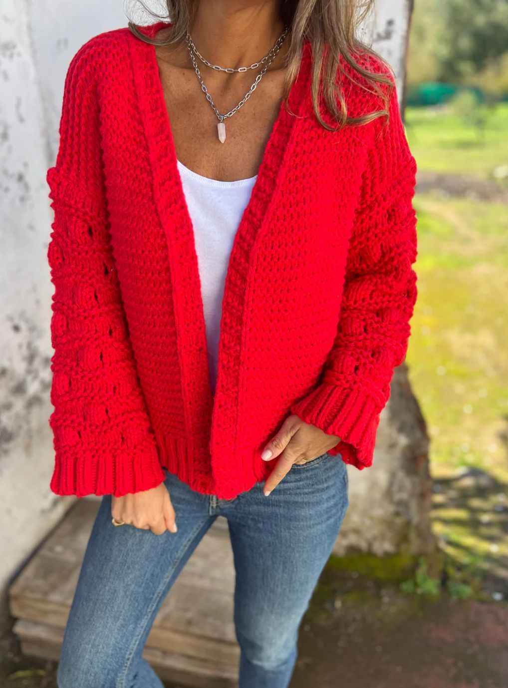 Cardigan d’hiver uni et élégant pour femme