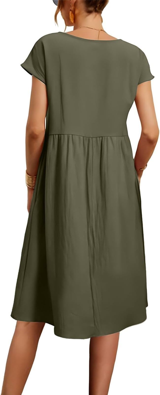 Liorenna® | Robe Courte Coton Col Rond Élégance Naturelle