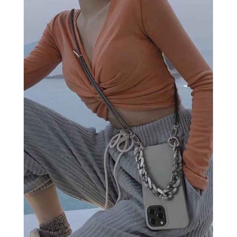 Chain Mobile Phone Case 3 In 1 Cross-body Wrist Strap