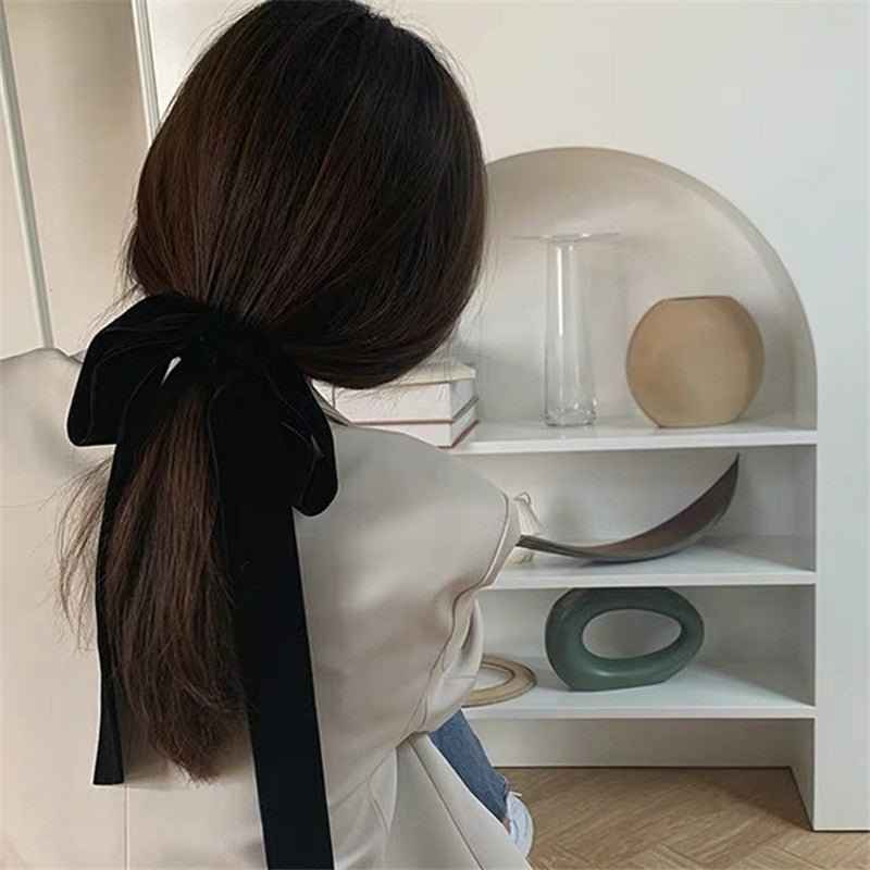 Ribbon double-sided velvet bow hair rope women