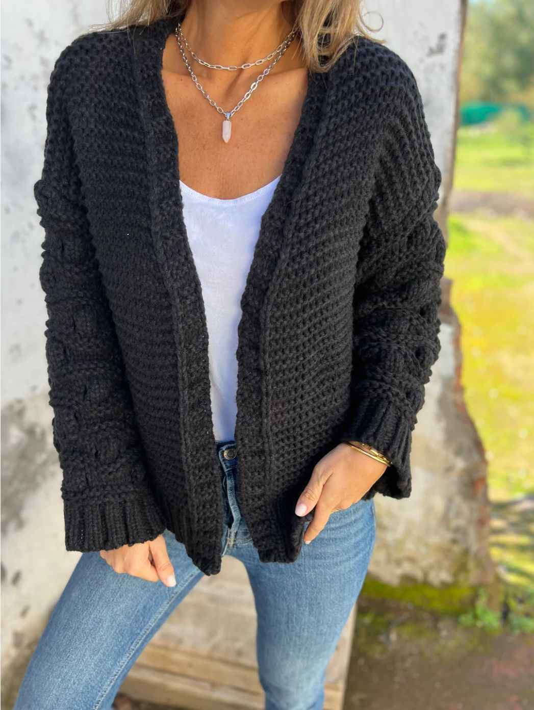 Cardigan d’hiver uni et élégant pour femme