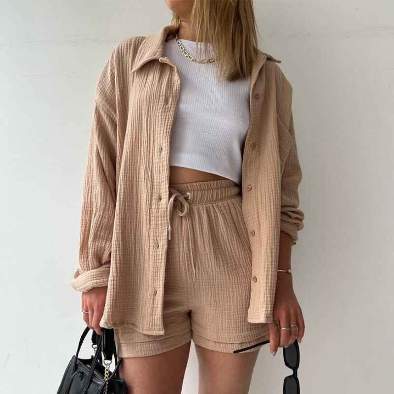 Rosavina® | Set Chic en Coton Gaufré Printemps-Été