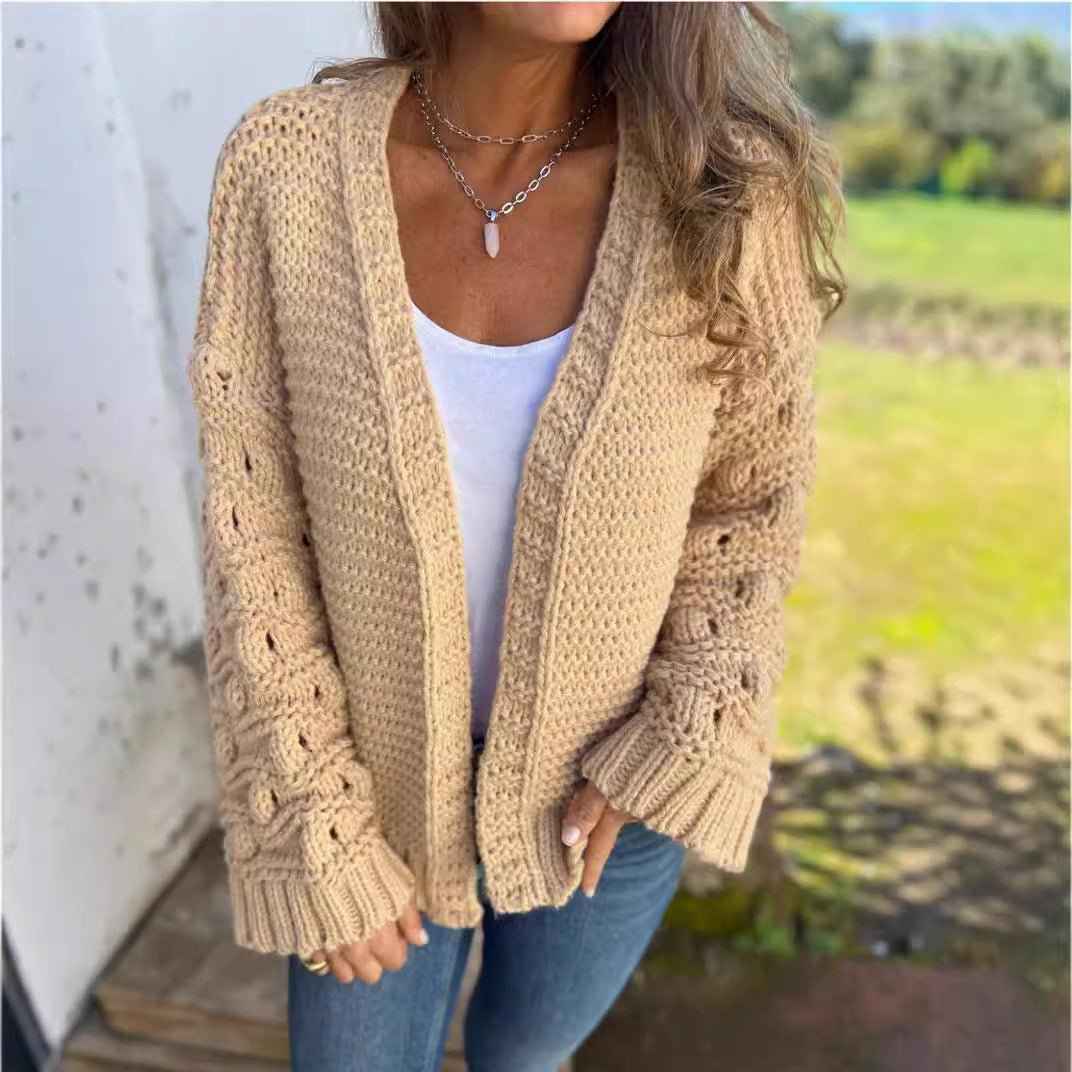Cardigan d’hiver uni et élégant pour femme