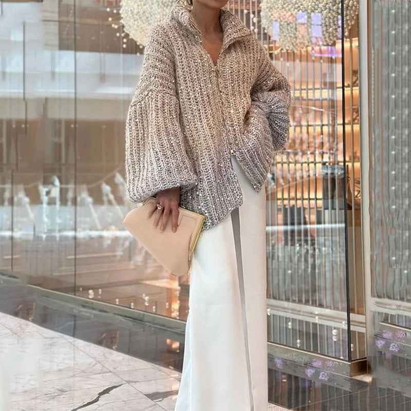 Nova® | Pull Zippé Tricoté à Sequins