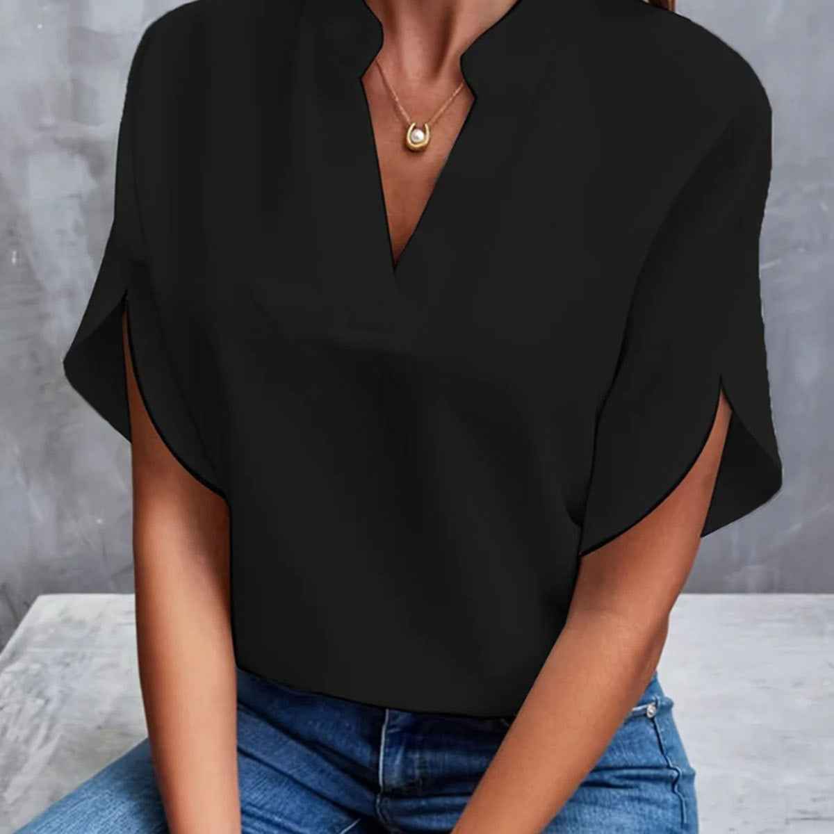 Élysane® | Haut Chiffon V Col Raffiné d’Été