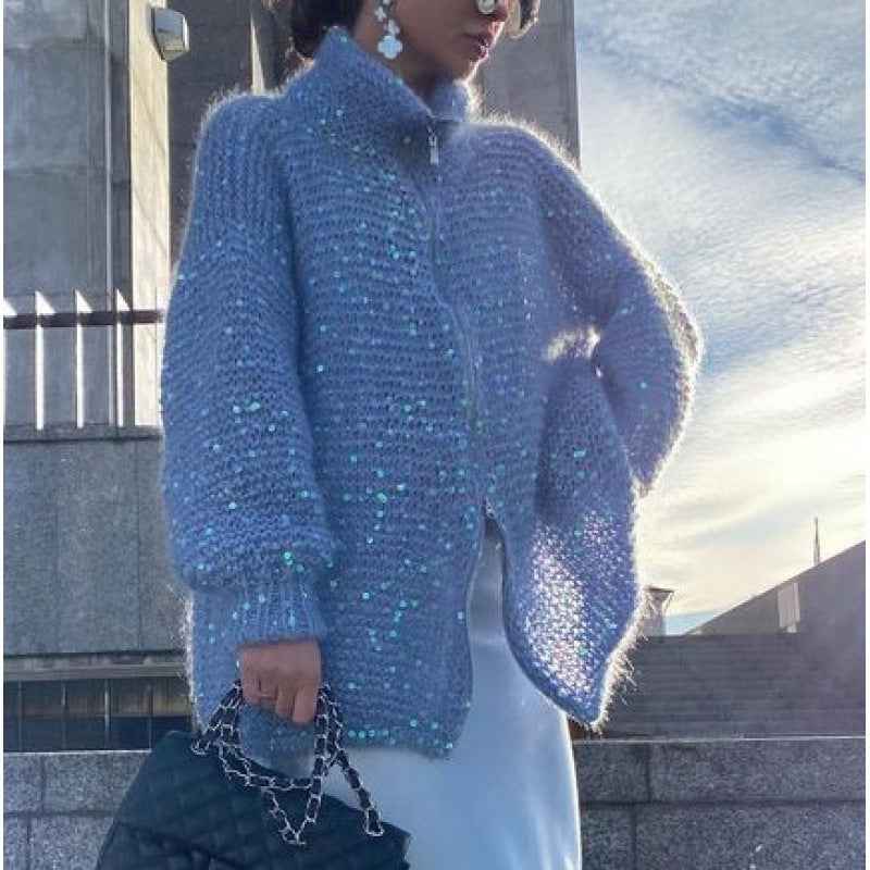Nova® | Pull Zippé Tricoté à Sequins