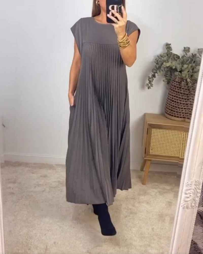Elévara® | Robe Longue Plissée Sans Manches Élégance d’Été