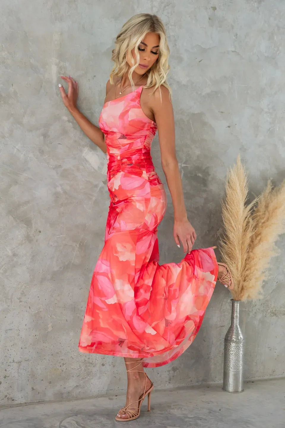Solénya® | Robe Longue Fleurie Évasée à Bretelle Unique