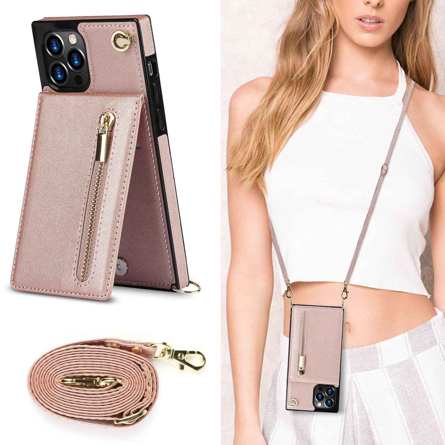 Coque de Téléphone à Fermeture Éclair – Bandoulière Chic