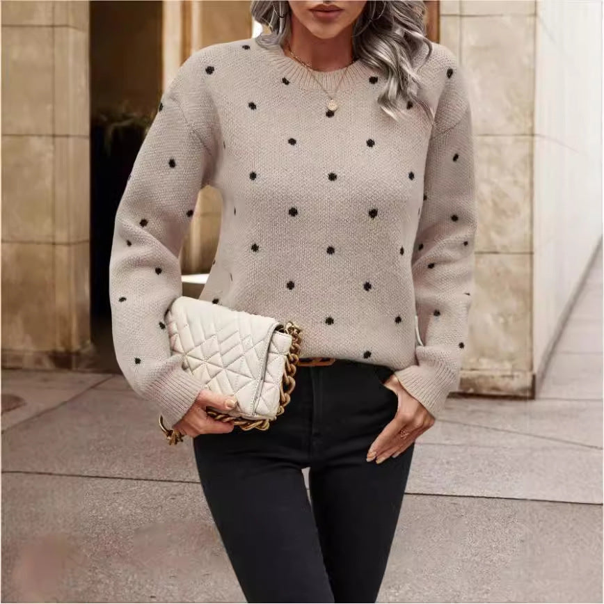 Celestia® | Pull Jacquard à Pois Élégant