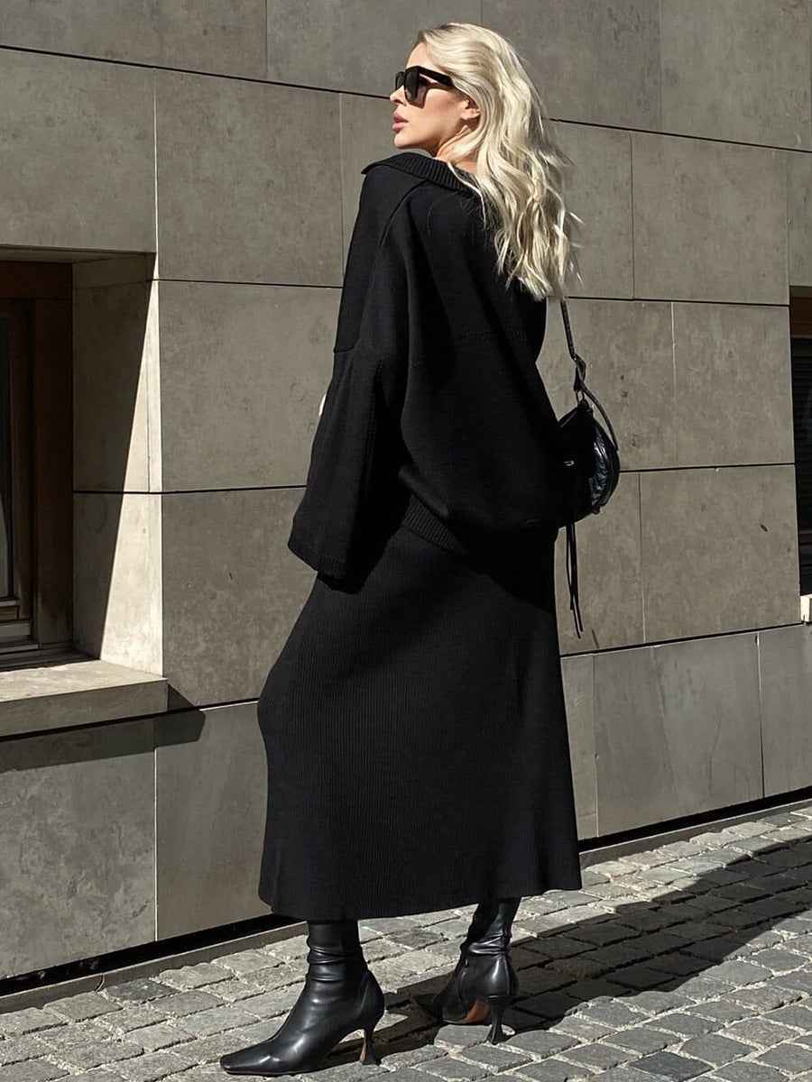 Seraphine® | Robe Chemise Longue Élégante à Manches Longues Cintrée