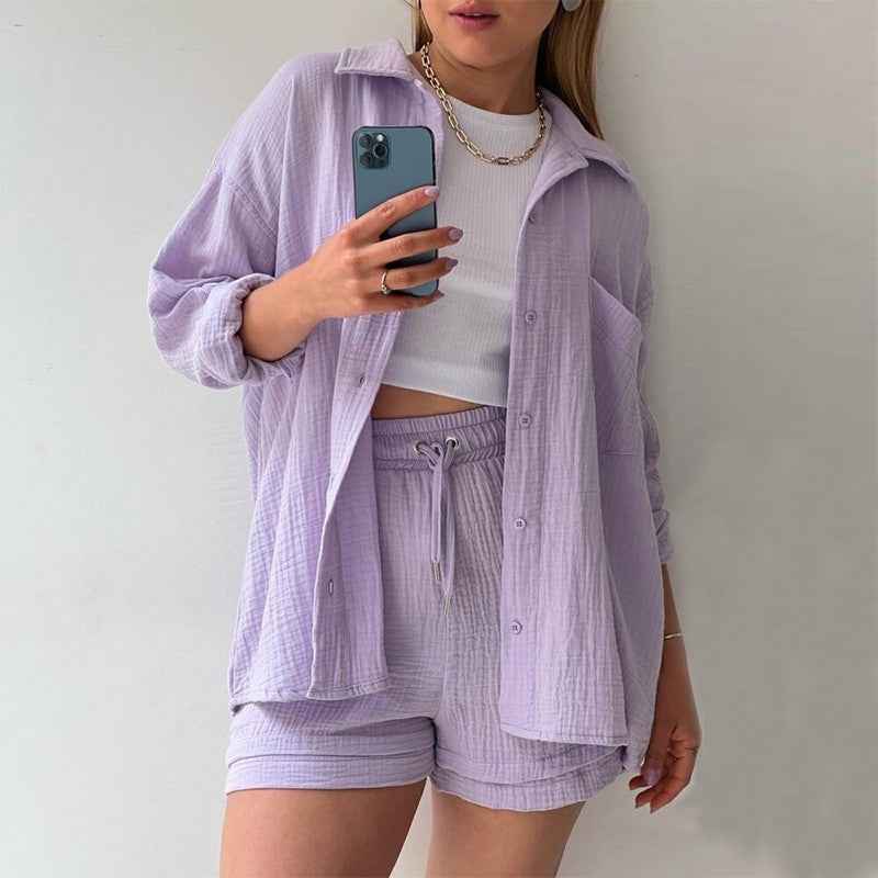 Rosavina® | Set Chic en Coton Gaufré Printemps-Été