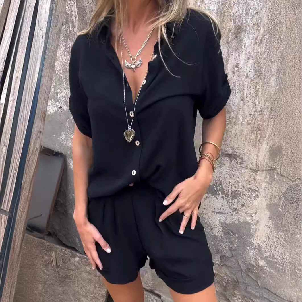 Liorane® | Set Élégant en Coton-Lin Boutonné pour l’Été