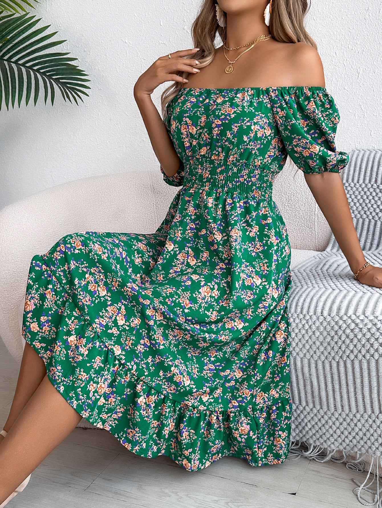 Ismara® | Robe Florale Col Carré Élégance d’Été