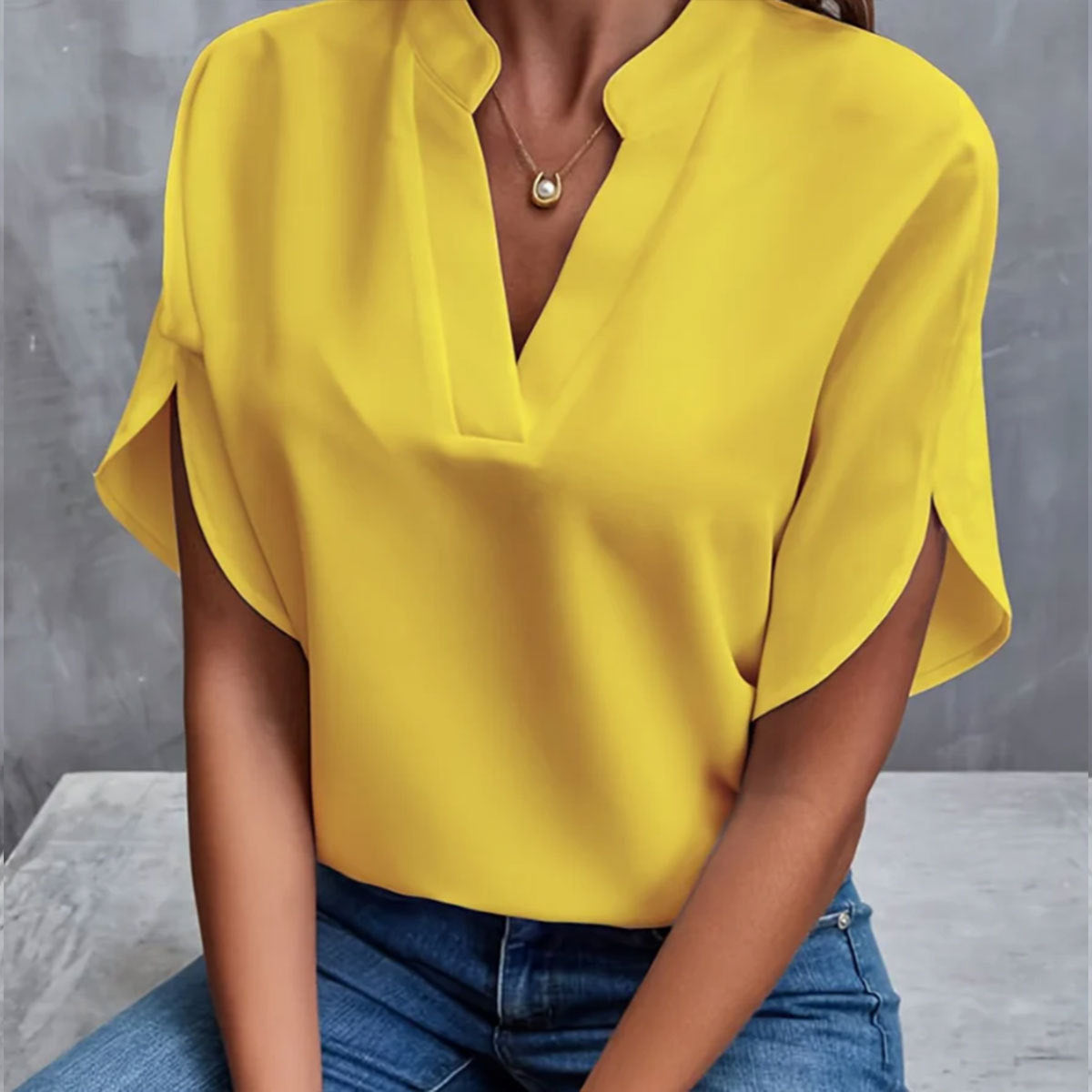 Élysane® | Haut Chiffon V Col Raffiné d’Été