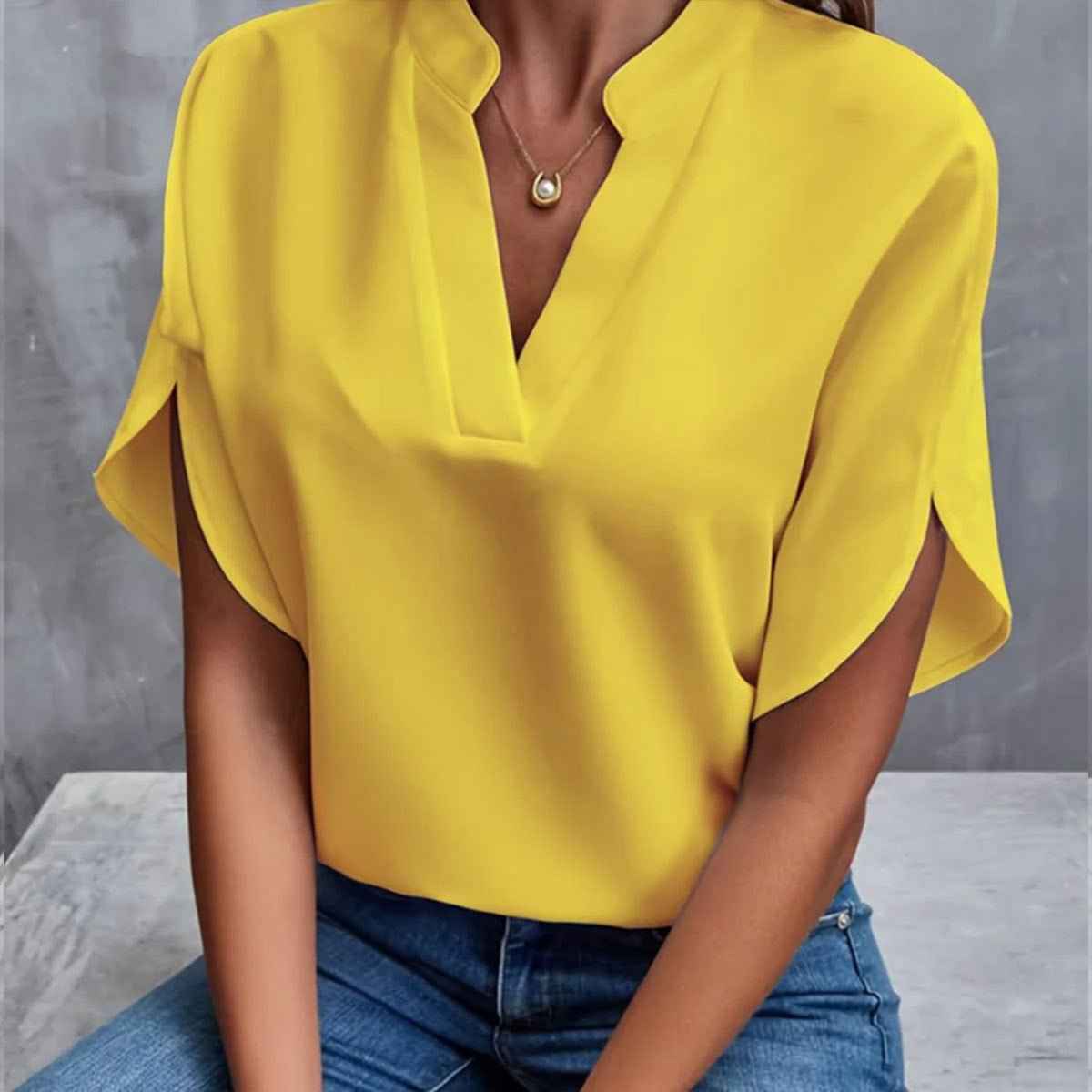 Élysane® | Haut Chiffon V Col Raffiné d’Été