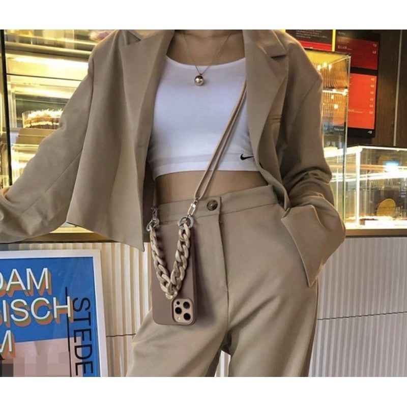 Chain Mobile Phone Case 3 In 1 Cross-body Wrist Strap