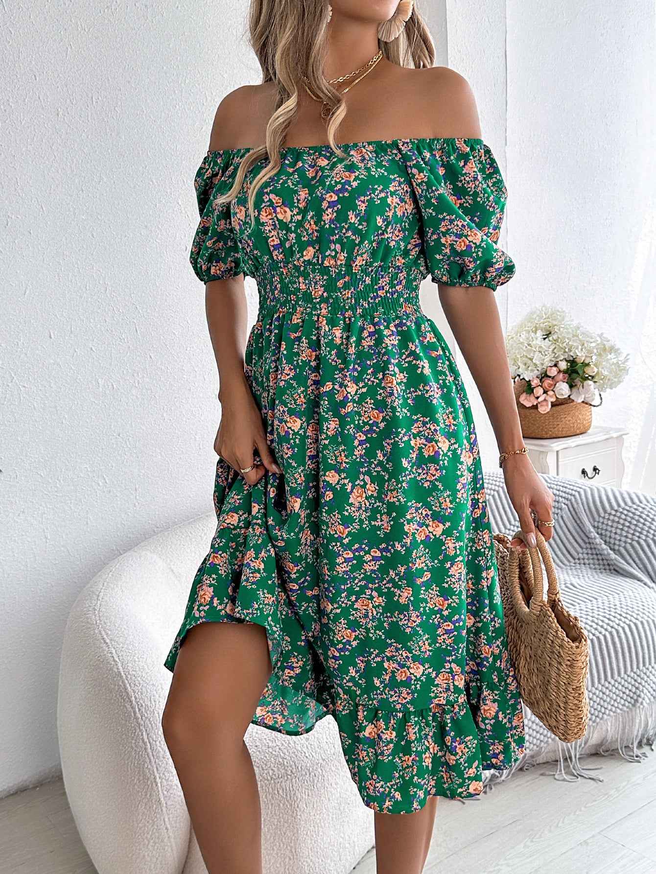 Ismara® | Robe Florale Col Carré Élégance d’Été