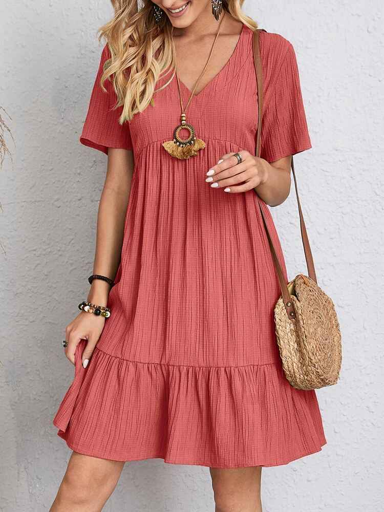 Naélune® | Robe Ample à Encolure V et Effet Froissé