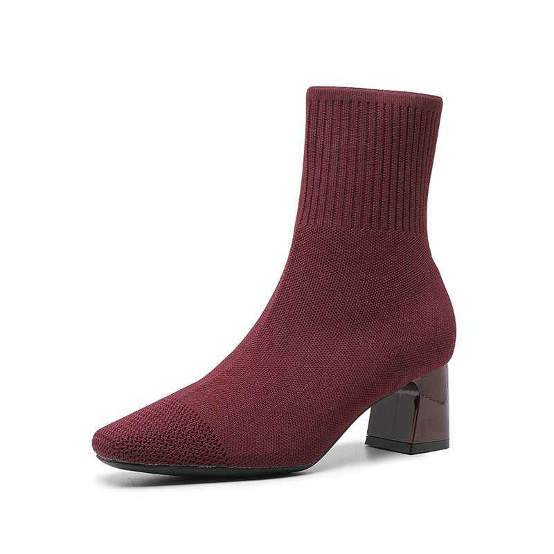 Vellora® | Bottes Élégantes Tricotées à Talons Épais