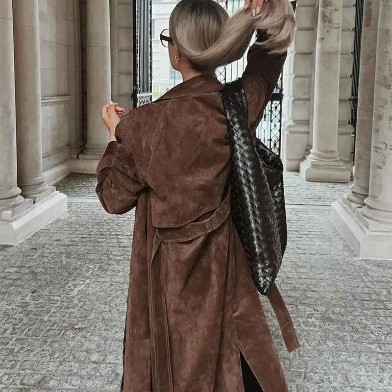 Céleste® | Manteau Vintage Ceinturé en Suédine