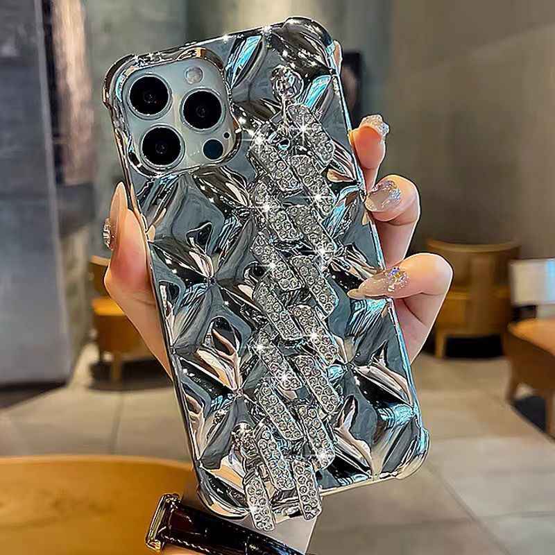 Coque de Téléphone Bracelet de Luxe en Diamants