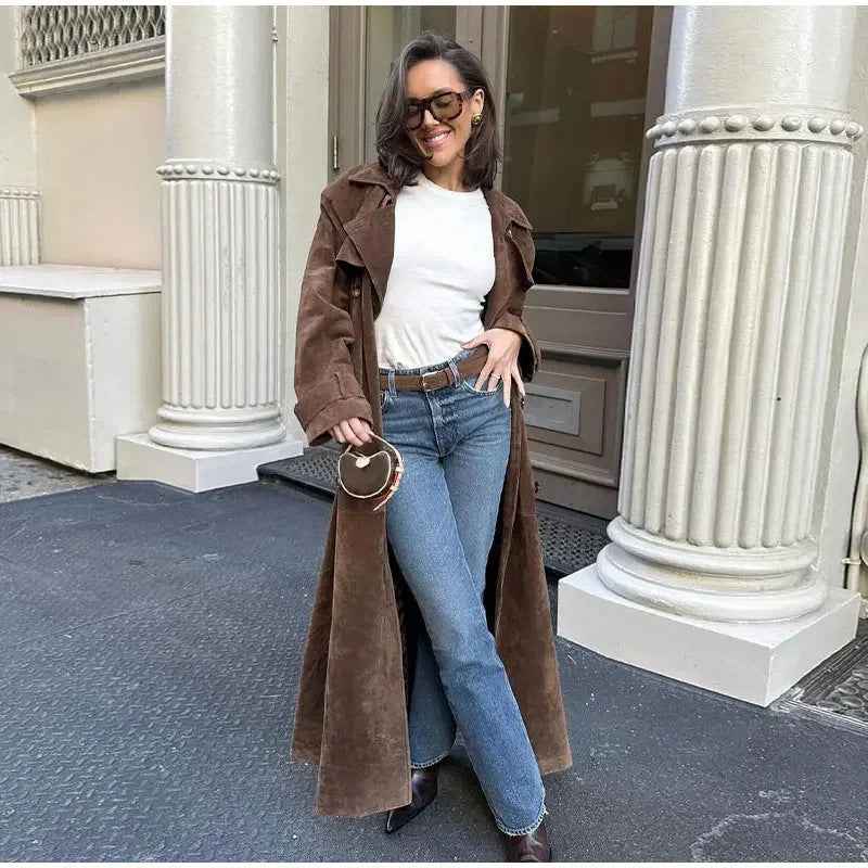 Céleste® | Manteau Vintage Ceinturé en Suédine